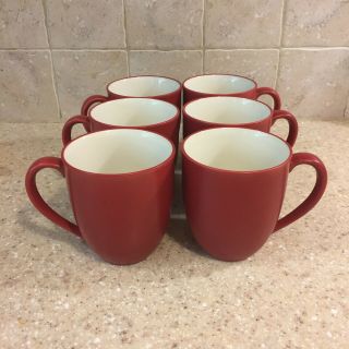 6 Noritake Stoneware Raspberry Coffee Mugs/cups 8045 Colorwave