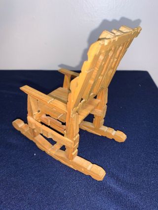 Pair Vintage Miniature Clothespin Wood Folk Art Rocking Chair 1:6 Scale Dollhous 3