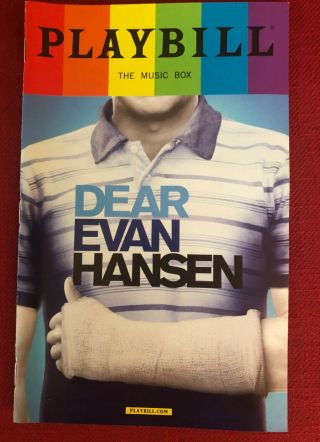 Dear Evan Hansen Broadway Playbill,  Gay Pride Edition,  6/17,  Starring Ben Platt