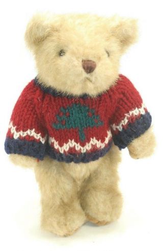 Cherisha Playful Plush 8 " Poseable Christmas Teddy Bear W Knit Sweater