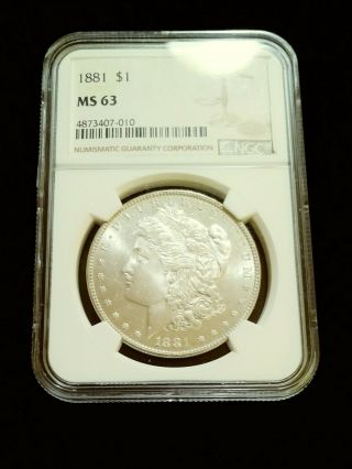 1881 - P Ngc Ms - 63 Morgan Dollar - Proof Like Obverse.  Fantastic Blast White Coin