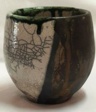 Really Cool Vintage Raku Art Pottery Vase/cup,  Artist Signed Nito