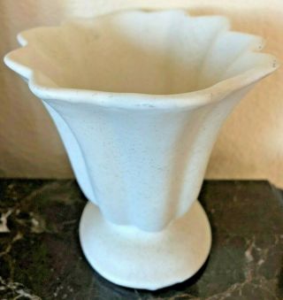 Vintage Mccoy Usa Pottery Matte White Floraline Vase 810 Mid Century Flute Foot