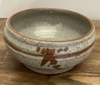 Vintage Hand Crafted Studio Brown Glazed Pottery Bowl 6” Dia.  Signed By Artist