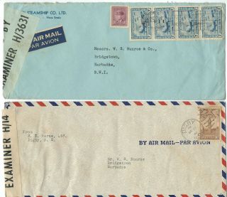 Canada To Barbados,  Two Censored Covers 1943 With Barbados Censor Tapes