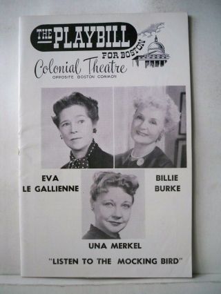 Listen To The Mocking Bird Playbill Billie Burke / Una Merkel Tryout Boston 1959