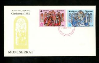 Postal History Montserrat Fdc 819 - 820 Christmas Magi Angel 1992
