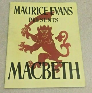 Vntg 1942 Macbeth Souvenir Program Maurice Evans,  Judith Anderson,  Evans Signed