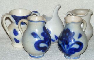 Williamsburg Pottery Salt Glazed Stoneware 5 Pitchers