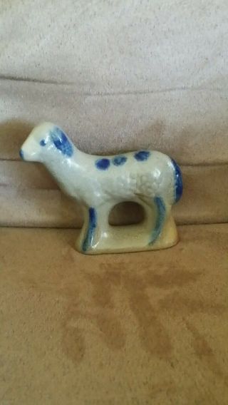 Beaumont Brothers Pottery Sheep Lamb Bbp Salt Glazed 1995 Blue Coloring