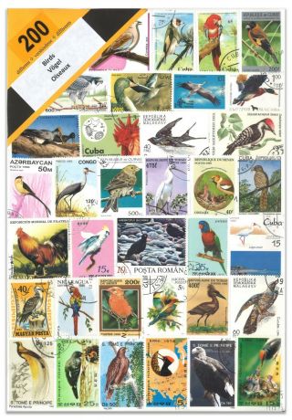 200 Different Birds Stamps Thematic Window Display Packet