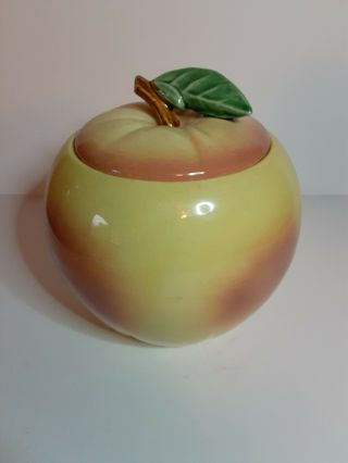 Blushing Apple Cookie Jar Mccoy Vintage Yellow Peach