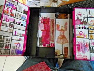 Mattel Barbie Closet Wardrobe Pink & Black Doll Storage Carry Case 2011 X5357 3