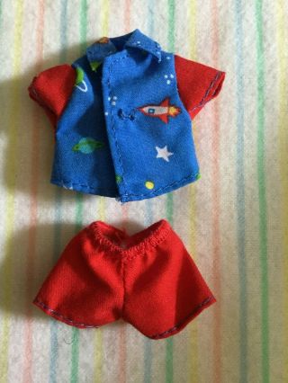 Mattel Kelly Club Doll Space Outfit For Tommy Doll Blue Shirt Planets Red Shorts