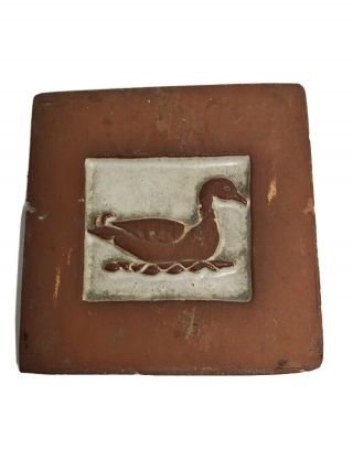 Vintage Primitive Mercer Moravian Pottery Tile Duck Tile Bucks Co Pa
