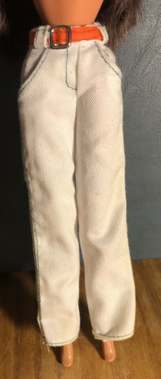 White Jean Pants With Pockets And A Belt For Barbie Doll