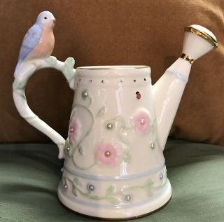 Lenox Petals And Pearls " Bluebird " Spring Bud Vase Watering Can