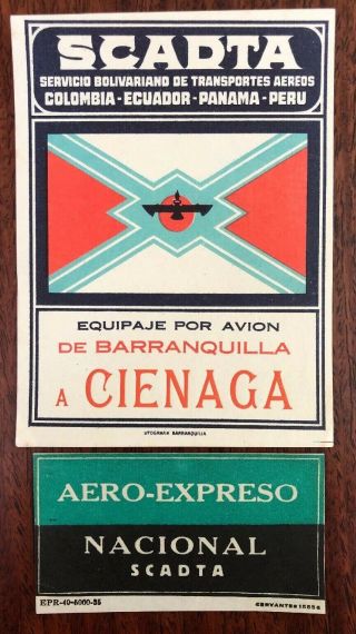 Scadta Barranquilla To Cienaga Luggage Tags - Colombia / Ecuador / Panama / Peru