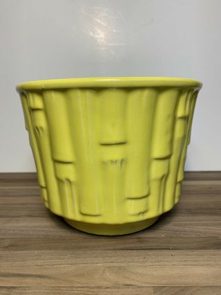 Vintage Mccoy Large Yellow Pottery Planter Bamboo Pattern