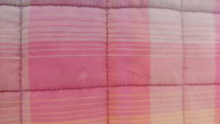 American Girl pink purple plaid blanket for moons stars trundle bed FLAW 3