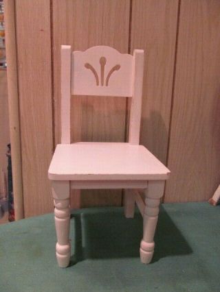 13 Inch White Painted Wooden Doll Or Bear Chair