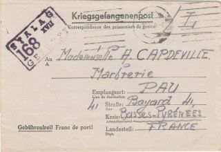 1 Prisoner Of War Letter 1944 Stalag 168 Censored To Pau France
