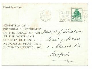 Newcastle Exhibition Advertising Card For The Photographic Section,  Cancel 1929