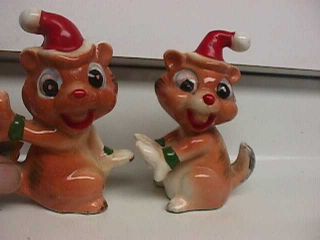 Very Cute Vintage Kreiss Christmas Chipmunk Salt & Pepper Shakers
