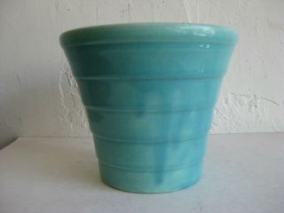 Antique Bauer California Pottery Ringware Aqua Blue Flower Pot Undrilled Nos Vtg