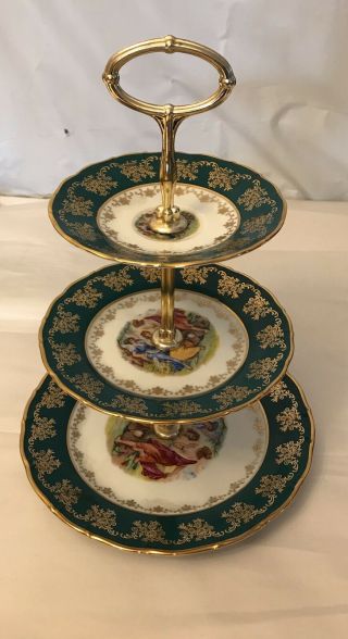 Haas Czjzek Porcelain Czech Republic 3 Tiered Serving Stand Tray Ladies Madonna