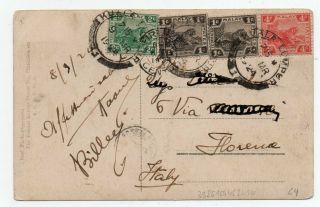 1924 Malaya Malaysia To Italy Cover Postcard,  Tiger Stamps,  Kuala Lumpur