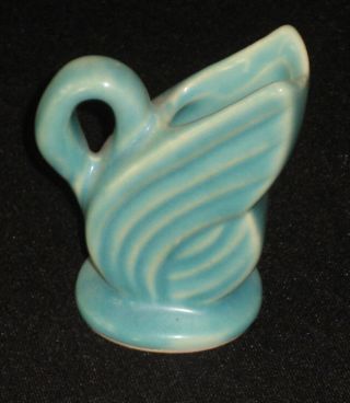 Vintage Shawnee Pottery Miniature Swan Pitcher Vase Turquoise