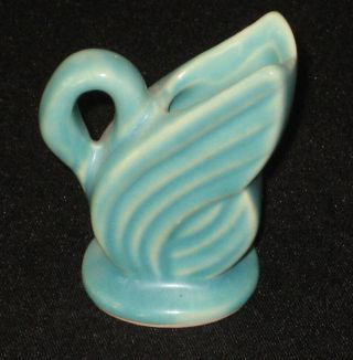 Vintage Shawnee Pottery Miniature Swan Pitcher Vase Turquoise 2