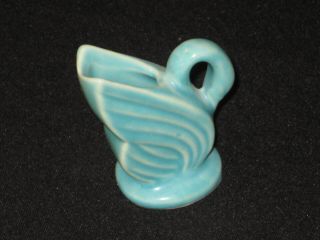 Vintage Shawnee Pottery Miniature Swan Pitcher Vase Turquoise 3