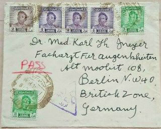 Iraq 1948 Cover To Germany With Unusual Triangular Censor Cachet