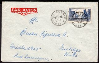 France To Chile Air Mail Cover 1934 Air France Paris - Santiago