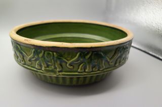 1920’s Mccoy Pottery Green Glaze Elephant Pet Feeding Dish Bowl,  Planter