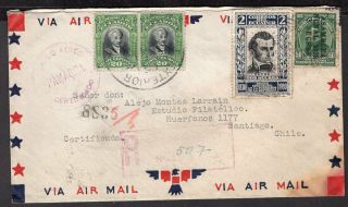 1535 Ecuador To Chile Registered Air Mail Cover 1933 Panagra Quito - Santiago