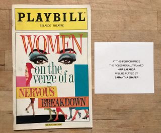 Women On The Verge.  Dec 2010 Broadway Playbill Laura Benanti,  Patti Lupone,