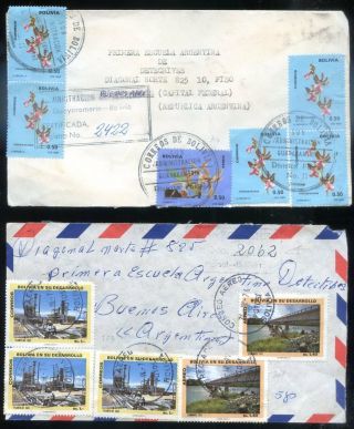 Bolivia To Argentina 2 Different Covers W/ Good Postage Vf