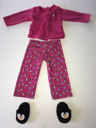 American Girl Doll Penguin Pink Black Pajama Pj Set Just Like You