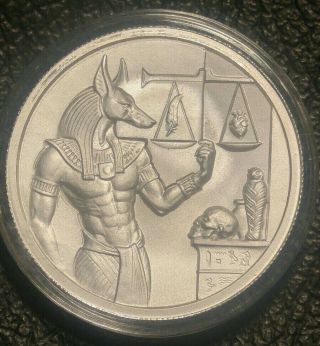 Egyptian Gods Series Anubis Ultra High Relief 2 Oz 0.  999 Silver Round In Capsule