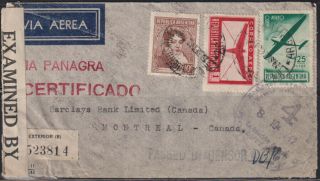 Argentina; Register Letter Sent From Buenos Aires To Montreal 1942 Censor