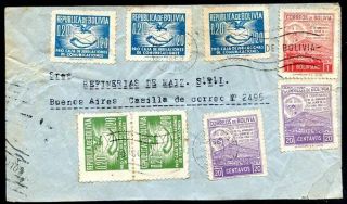Bolivia To Argentina Old Cover W/beneficiency Postage Vf