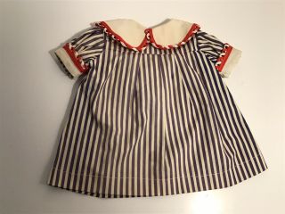 Vintage Black & White Striped Dress For A Composition Doll - Some Fading