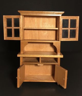 Light Wood Miniature 1:12 Scale Dollhouse Hutch/Cabinet 2