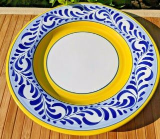 Vintage Deruta Pottery Platter / Plate 11.  5 " Hand Painted Yellow Blue Italy