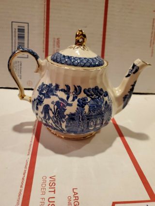 Vintage Sadler England Blue Willow 7 1/2 " H 4 Cups Tea Pot Teapot 2767
