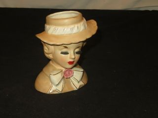 Vintage Inarco Head Vase E - 1065 Pottery Planter Figurine Headvase (z64)