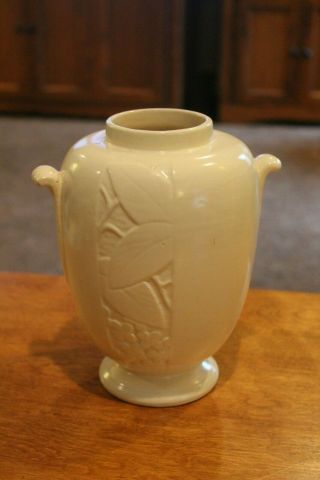 Vintage Weller Pottery - White Glaze Vase - Two Handled